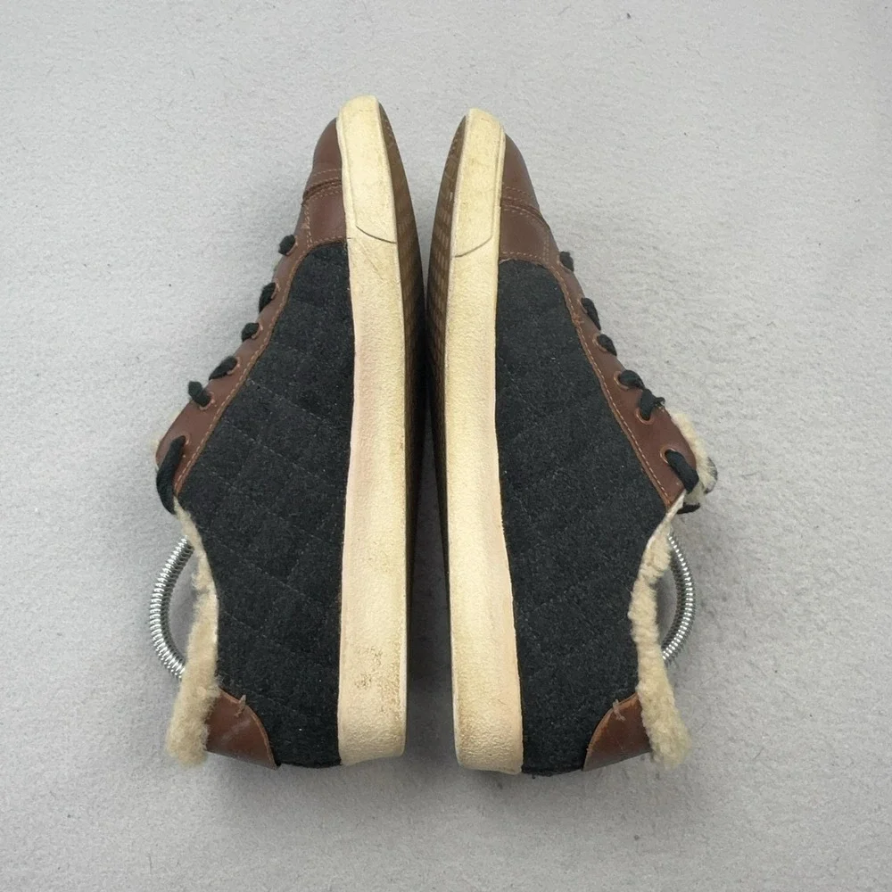 Tory Burch Shearling Wool Felt Shoes Womens Size 9 Brown Low Top Casual Sneakers
